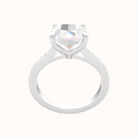 Tapered Channel Set Engagement Ring With Petal Four Prong Head