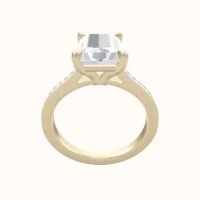 Tapered Channel Set Engagement Ring With Standard Four Prong Head