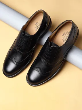 Teakwood Genuine Leather Black Oxford Shoes