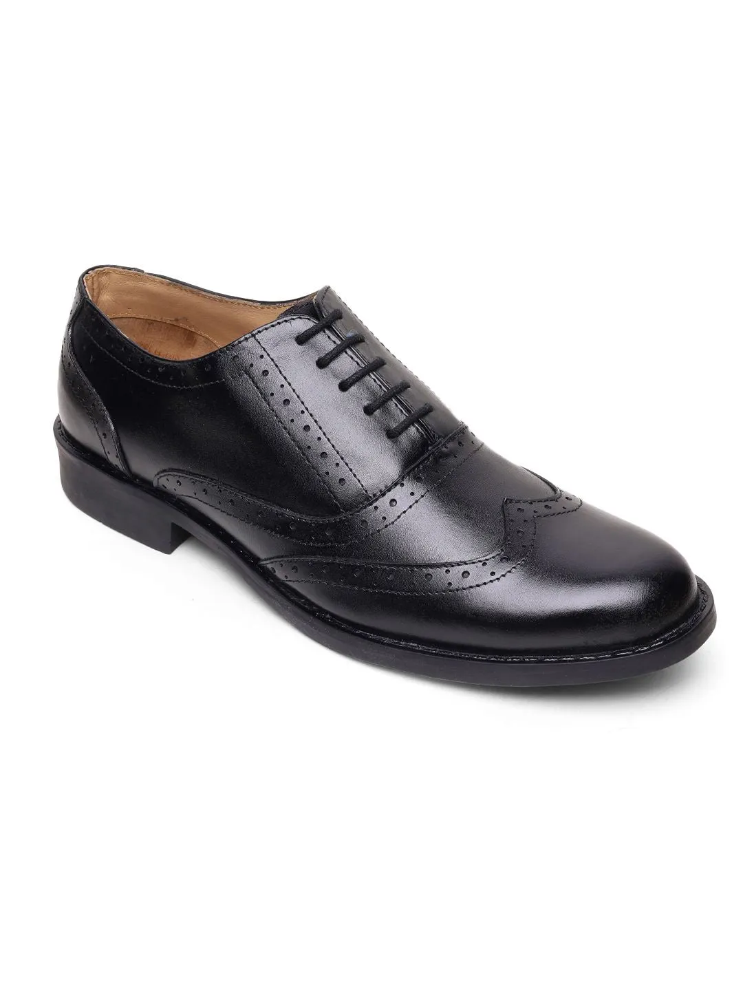 Teakwood Genuine Leather Black Oxford Shoes