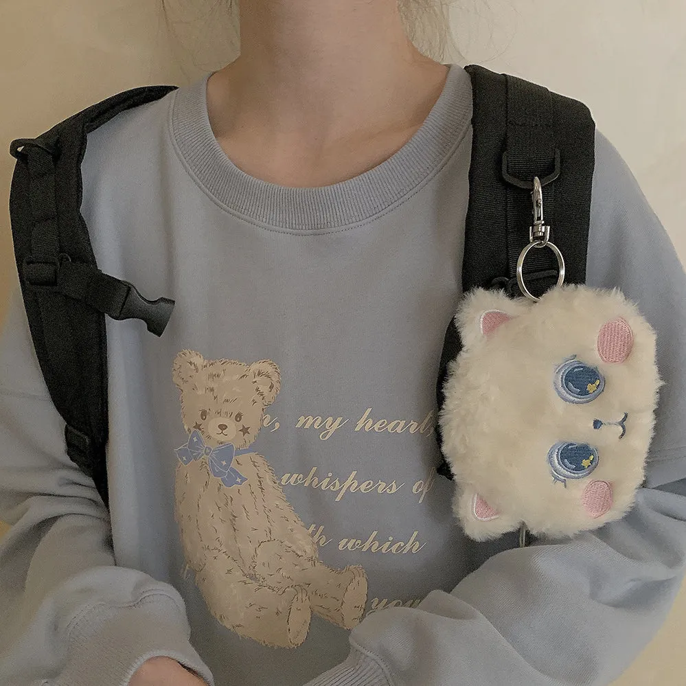 Soft Loose Fit Teddy Bear Cotton Sweatshirt