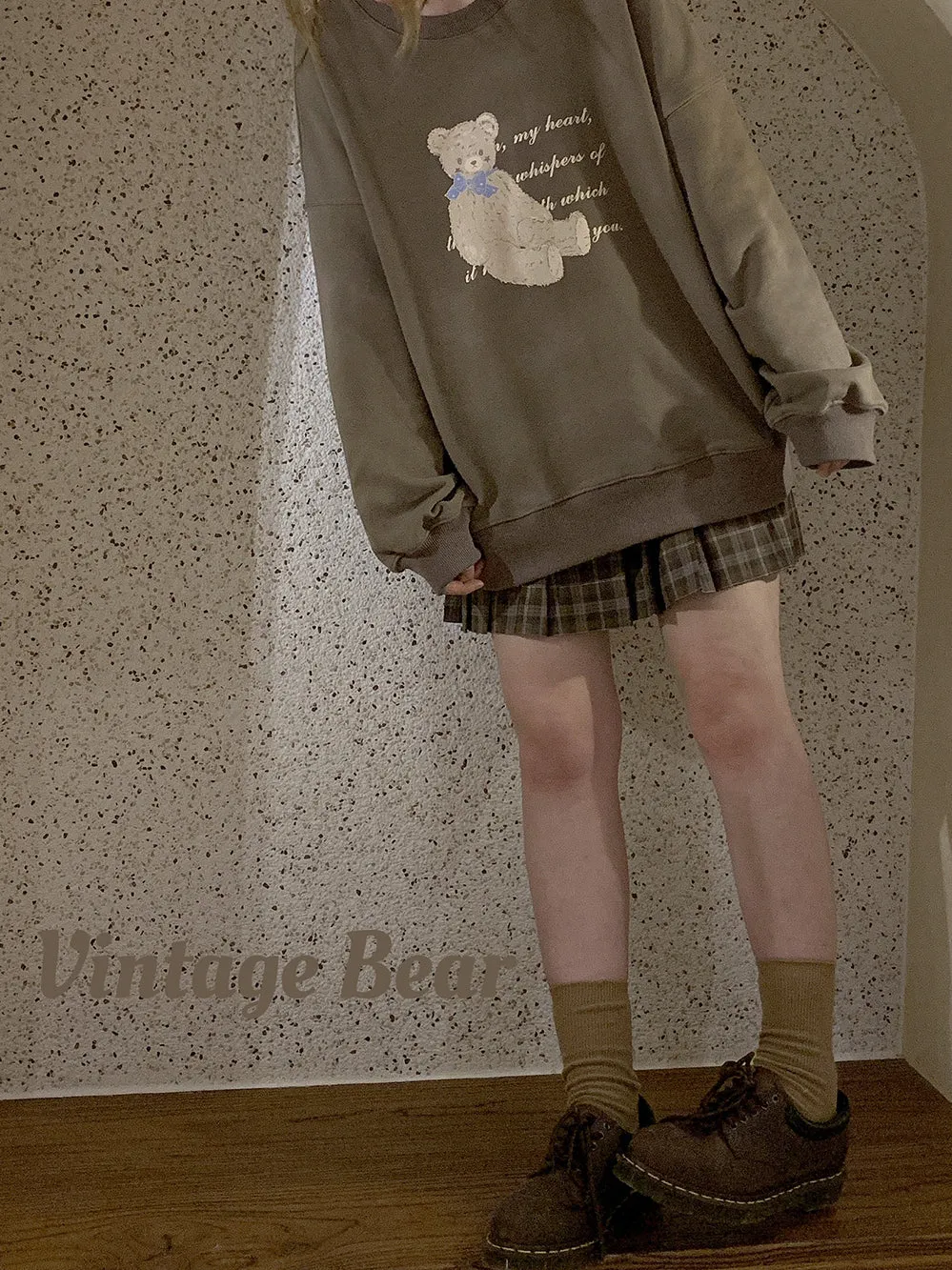 Soft Loose Fit Teddy Bear Cotton Sweatshirt