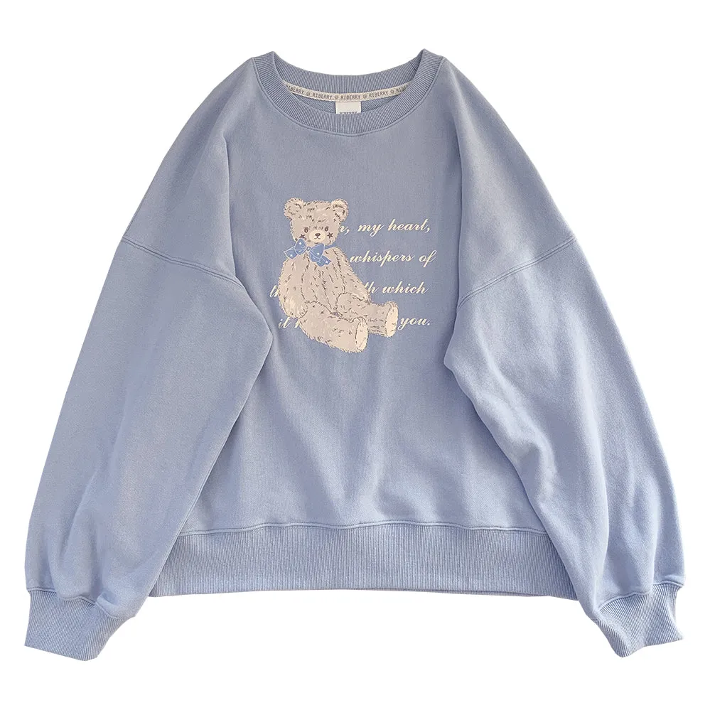 Soft Loose Fit Teddy Bear Cotton Sweatshirt