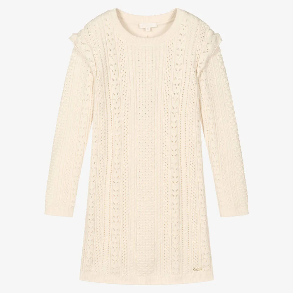 Teen Girl Ivory Knitted Dress