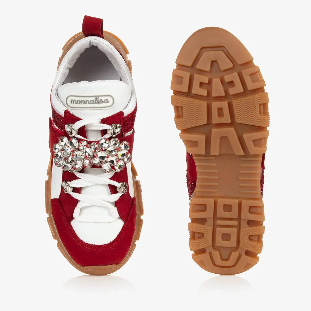 Teen Girls Red Jewel Trainers