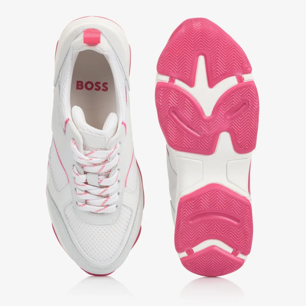 Teen Girls White Logo Trainers