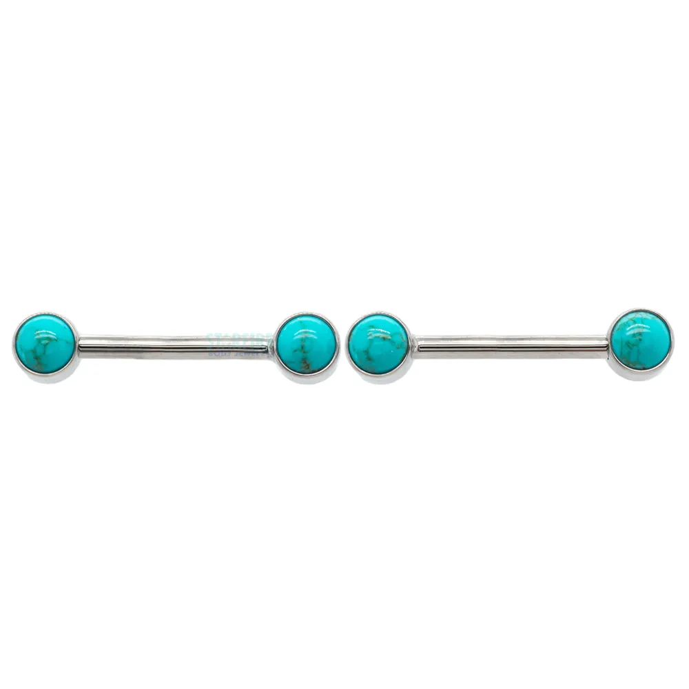 threadless: Natural Stone Cabochon Side-Set Nipple Barbells in Bezels - pair