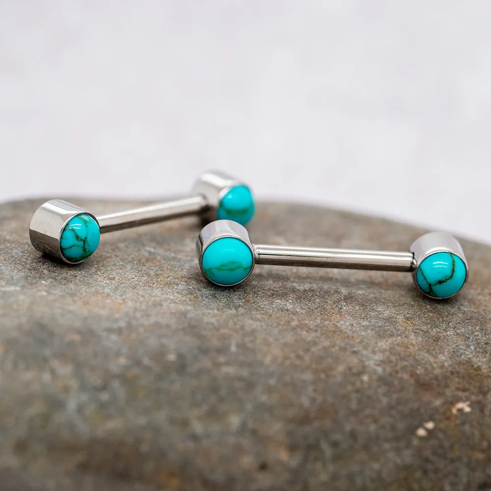 threadless: Natural Stone Cabochon Side-Set Nipple Barbells in Bezels - pair