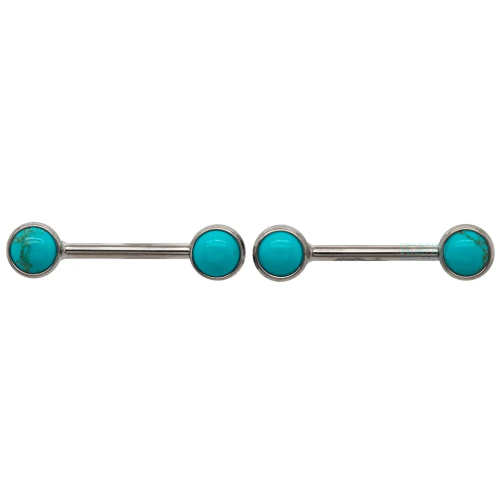 threadless: Natural Stone Cabochon Side-Set Nipple Barbells in Bezels - pair