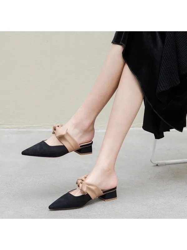 Tissi suede mules with knotted leather strap