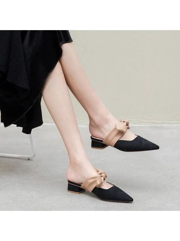 Tissi suede mules with knotted leather strap