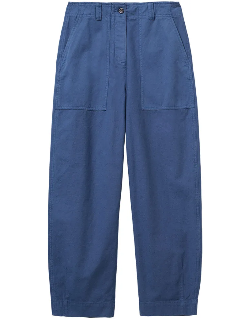 Toast Cotton Linen Tapered Workwear Trousers French Blue