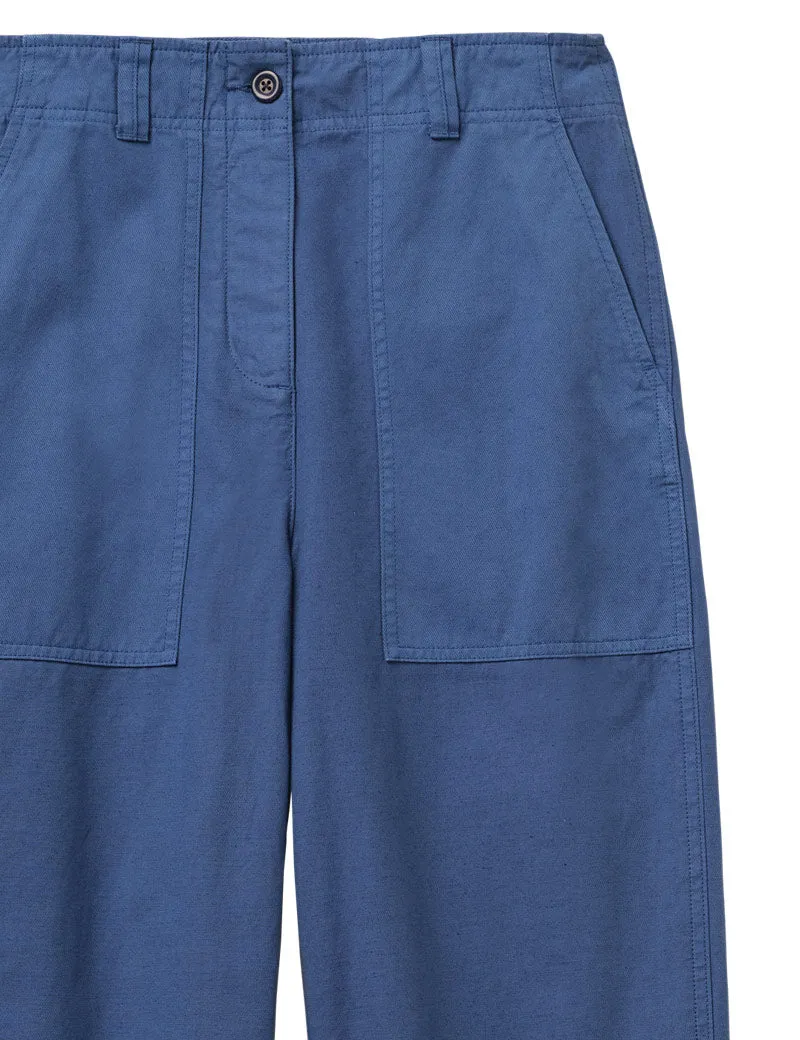 Toast Cotton Linen Tapered Workwear Trousers French Blue