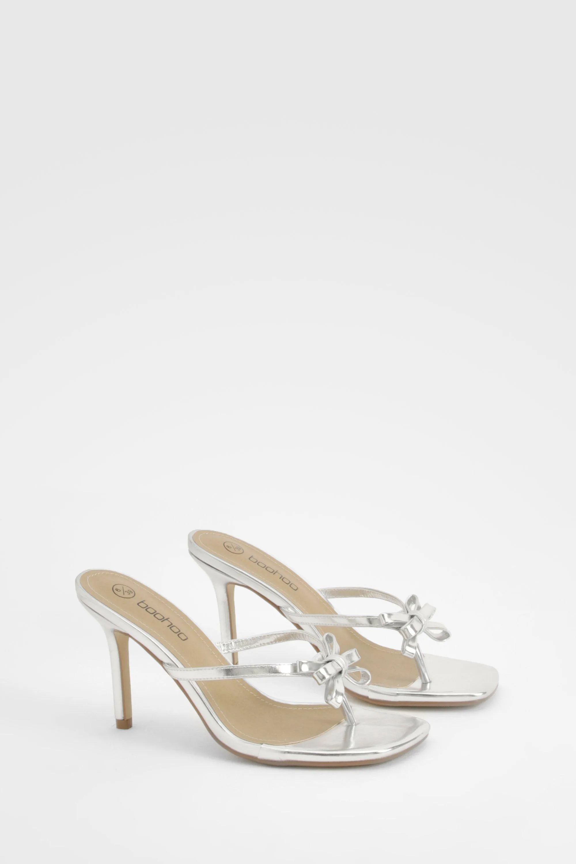 Toe Post Bow Detail Heeled Mules