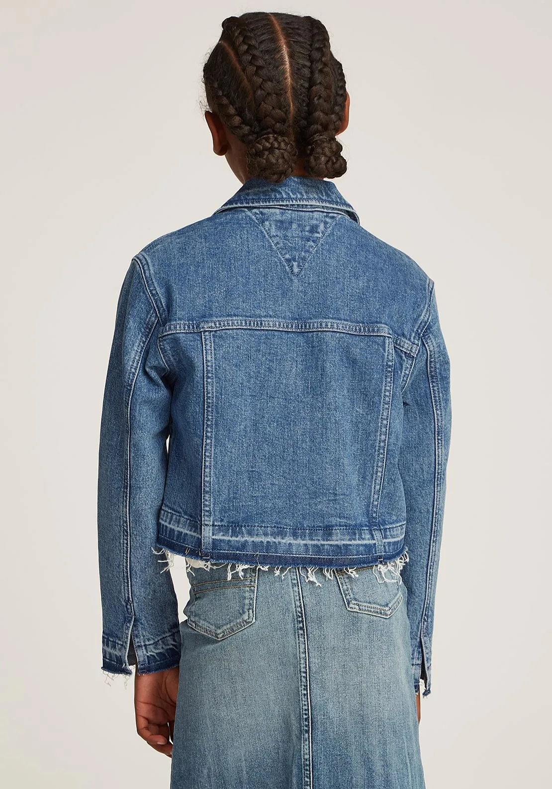 Tommy Hilfiger Girl Frayed Relaxed Denim Jacket, Blue