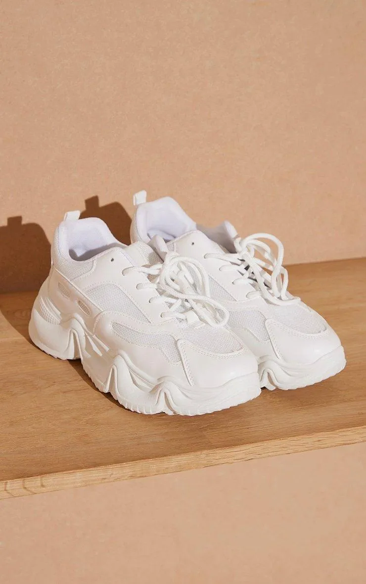 White Wave Sole Chunky Trainers