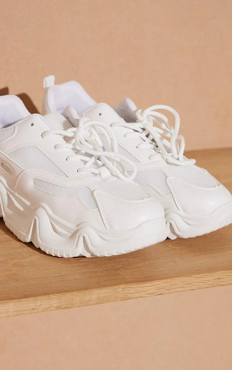 White Wave Sole Chunky Trainers