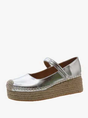 Trendy Metallic Platform Wedges with Buckle Detail