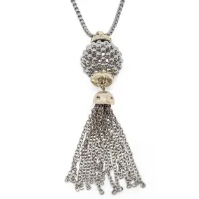 Two Tone Open Ball Tassel Pendant Necklace