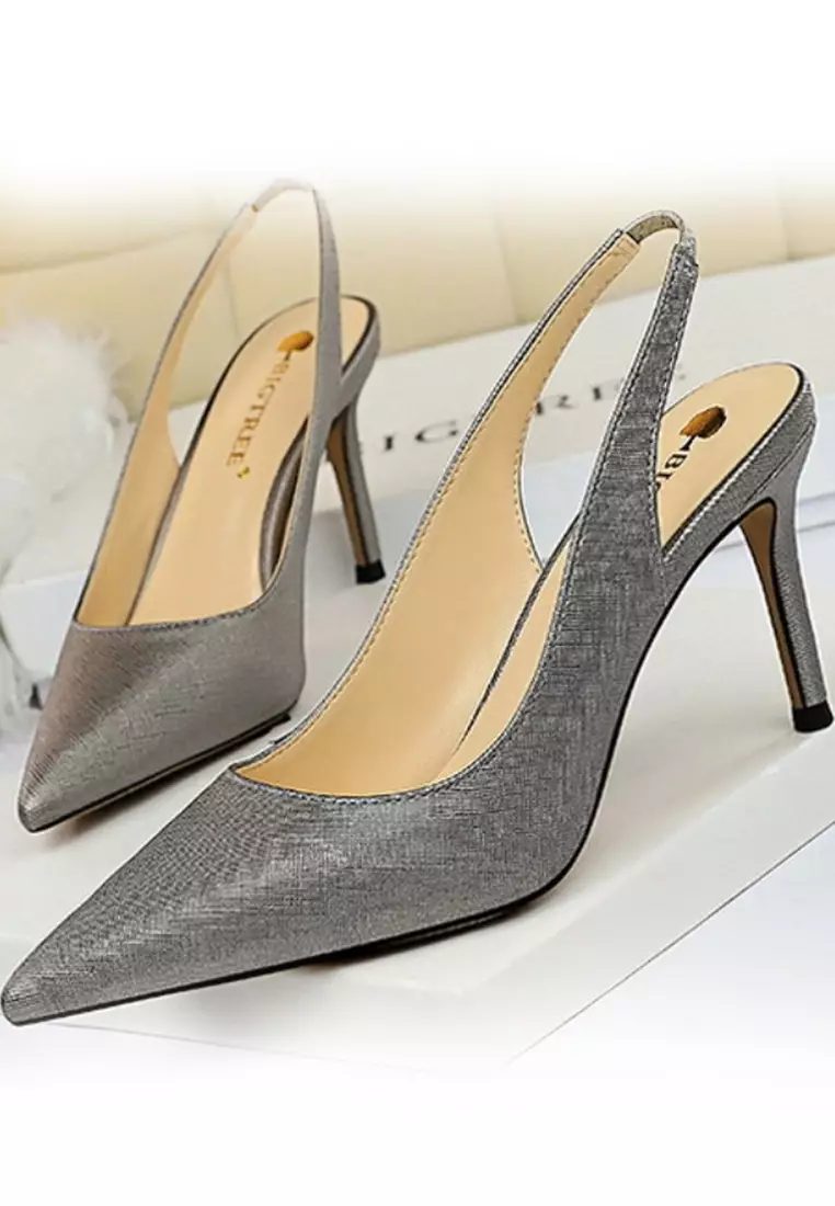 VANSA Elastic Slingback Pointed Heels VSW-H27210