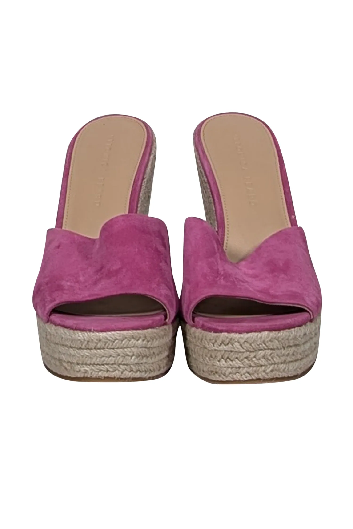 Veronica Beard - Pink Suede Espadrille Wedge Mules Sz 8.5