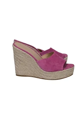 Veronica Beard - Pink Suede Espadrille Wedge Mules Sz 8.5