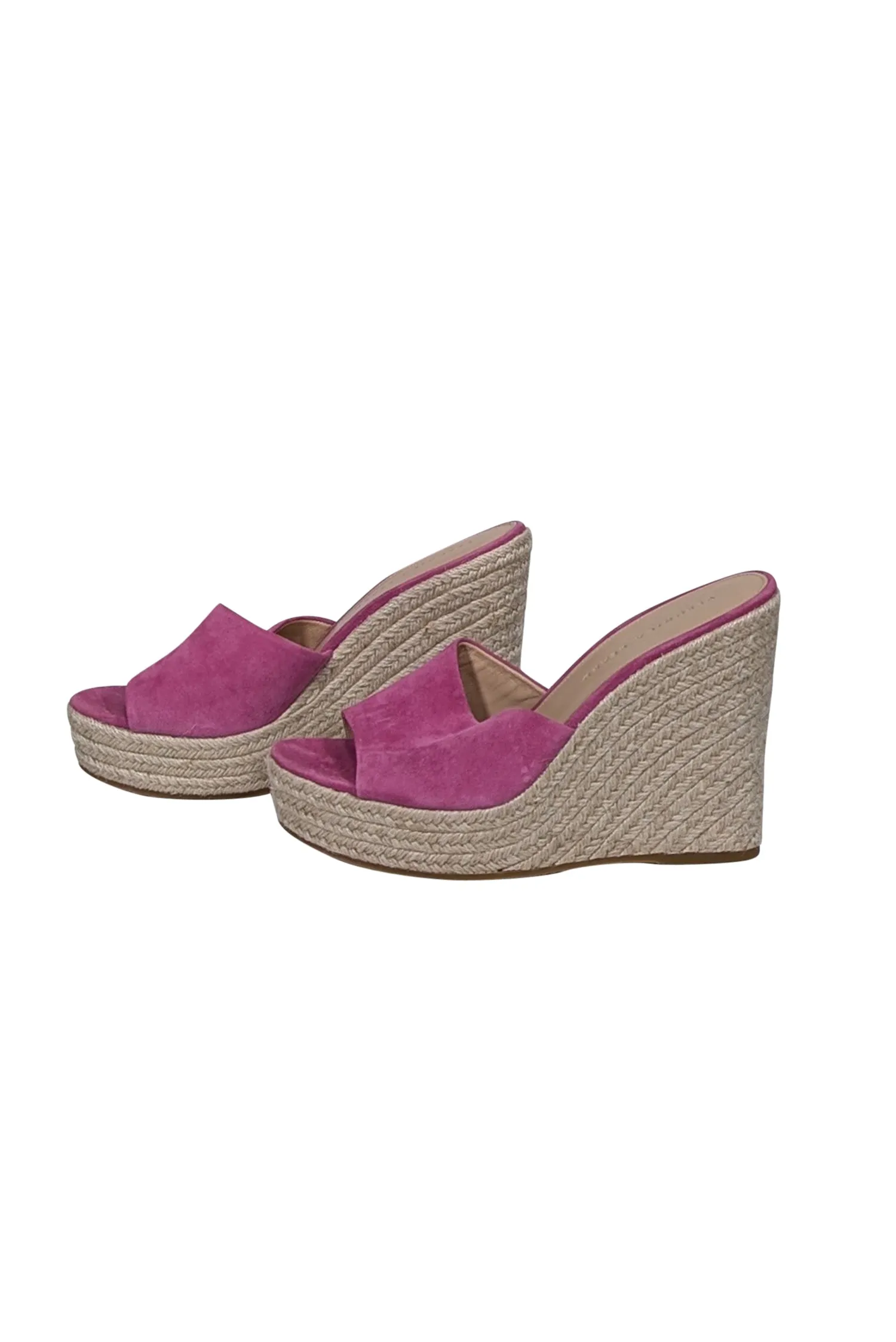 Veronica Beard - Pink Suede Espadrille Wedge Mules Sz 8.5