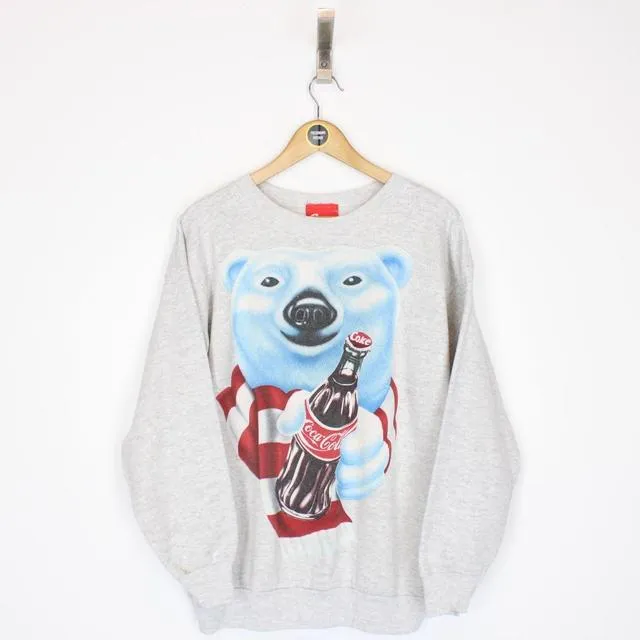 Vintage 1995 Coca Cola Grey Graphic Sweatshirt Jumper