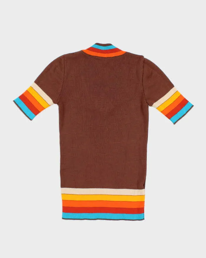 70s Brown Knit Tee - Size Small