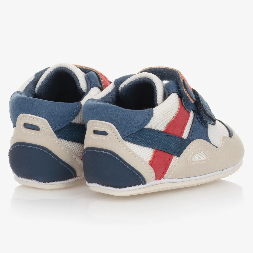 White & Blue Baby Trainers