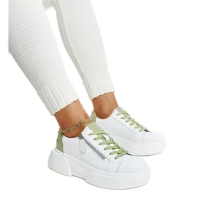 White and green Atyaf leather sneakers