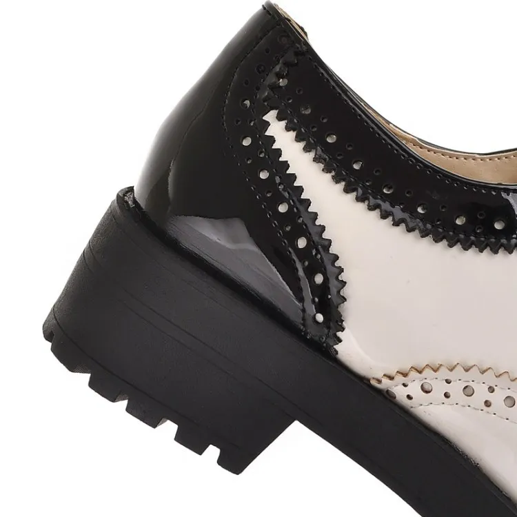 White Black Leather Lace Up Oxfords Platforms