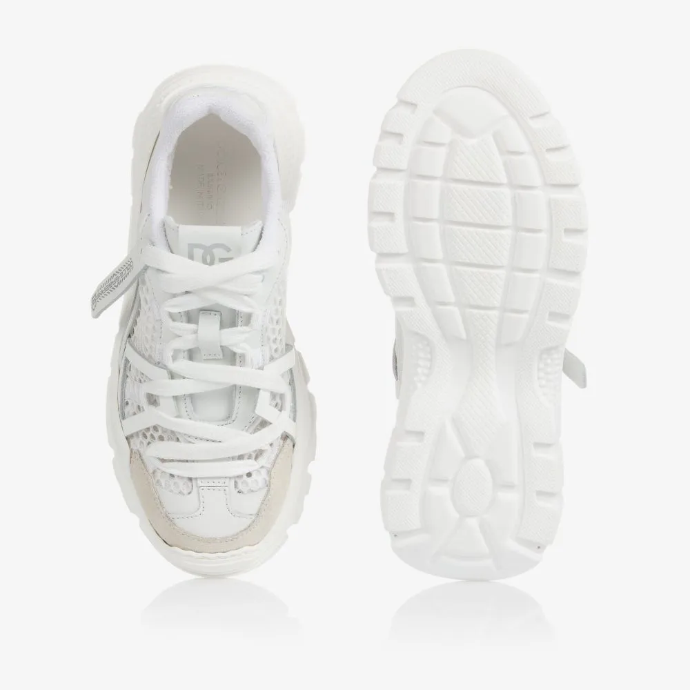 White DG Leather Trainers