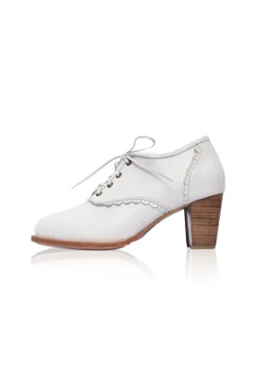 White Lace Oxford High Heels