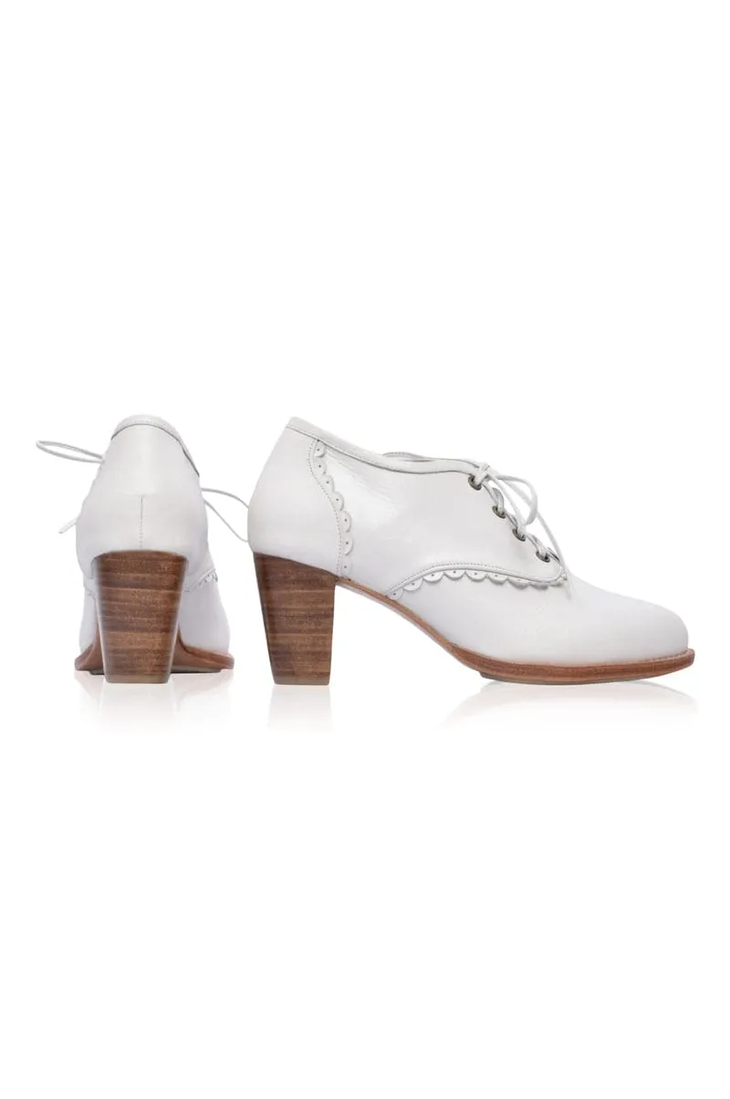 White Lace Oxford High Heels