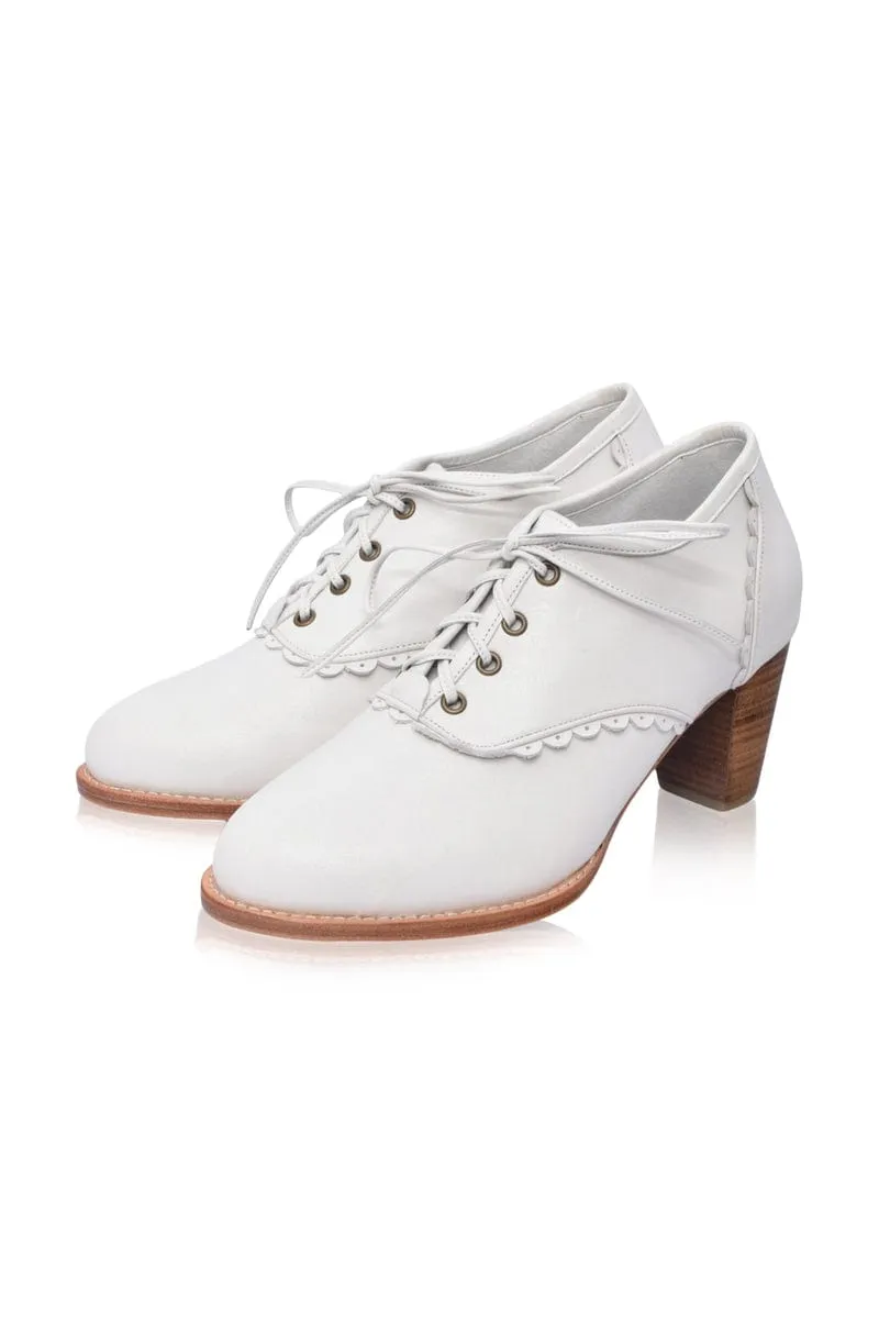 White Lace Oxford High Heels