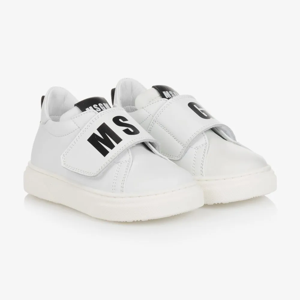 White Leather Logo Trainers