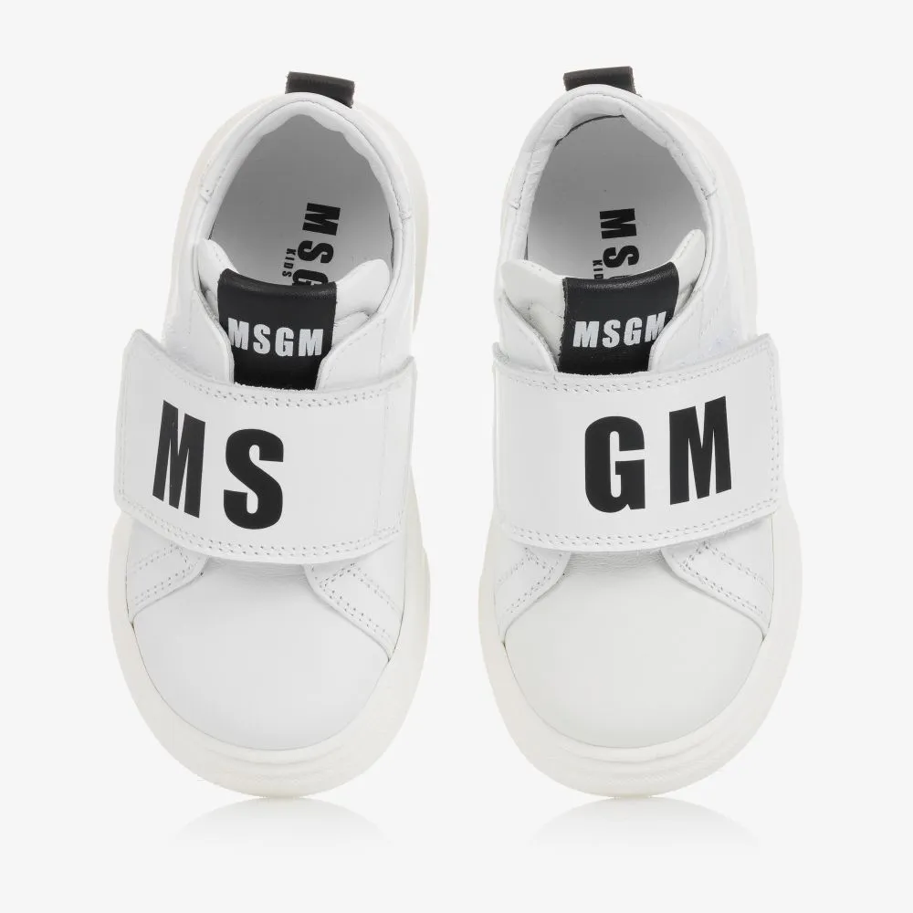 White Leather Logo Trainers