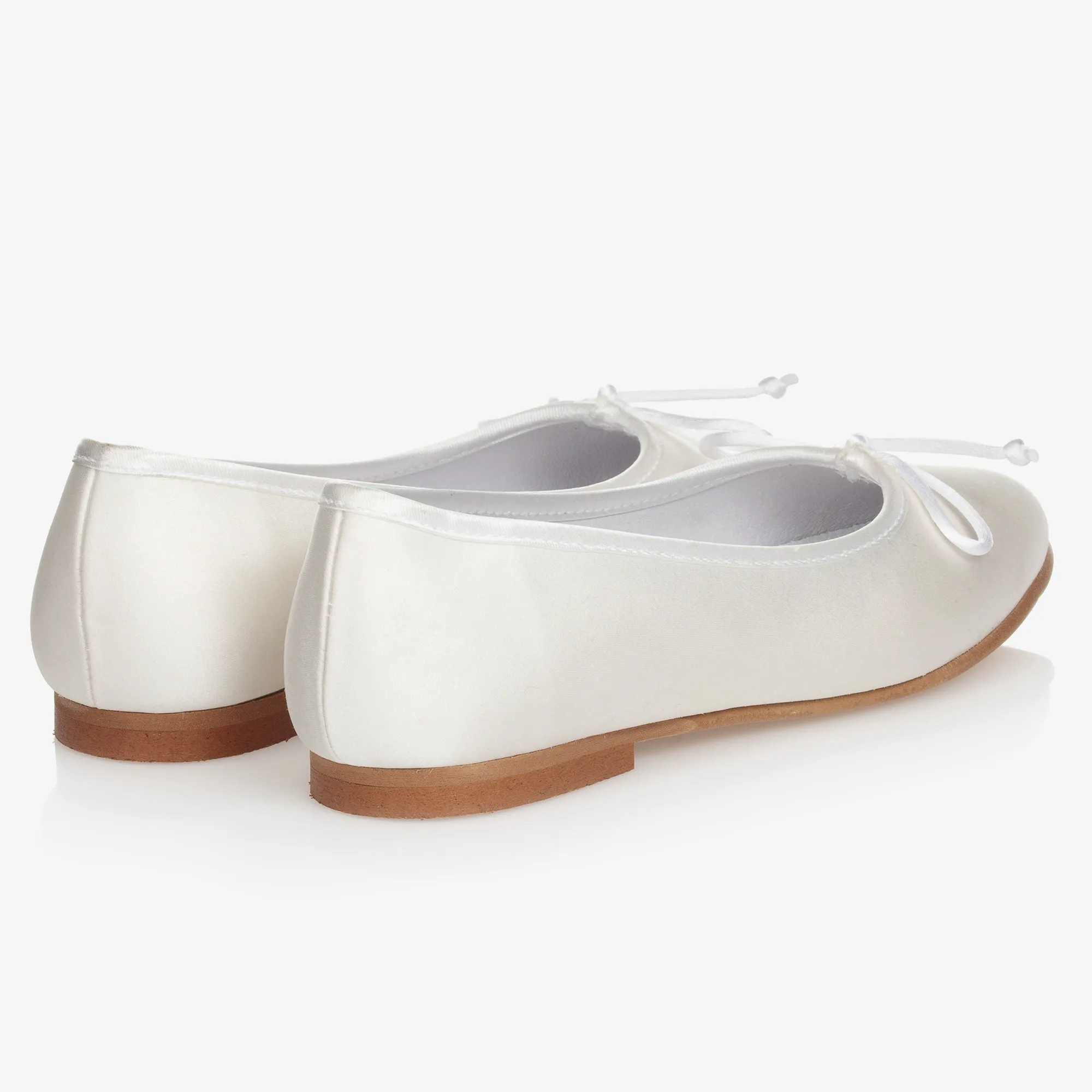 White Sateen Ballerina Pumps