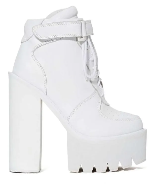 White Sneakers High Heels Platforms Boots