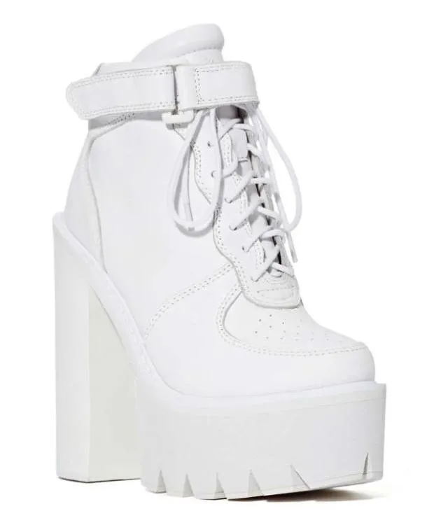 White Sneakers High Heels Platforms Boots