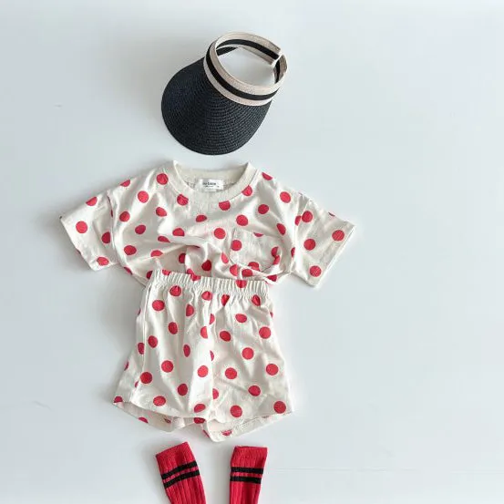 Wholesale Baby Girl Polka Dot Top and Shorts Set - 24030124