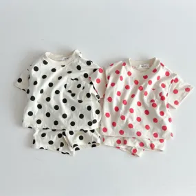 Wholesale Baby Girl Polka Dot Top and Shorts Set - 24030124