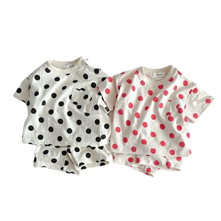 Wholesale Baby Girl Polka Dot Top and Shorts Set - 24030124