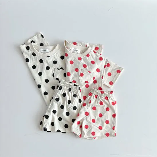 Wholesale Baby Girl Polka Dot Top and Shorts Set - 24030124