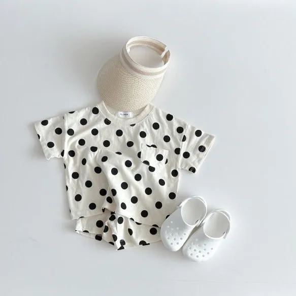 Wholesale Baby Girl Polka Dot Top and Shorts Set - 24030124