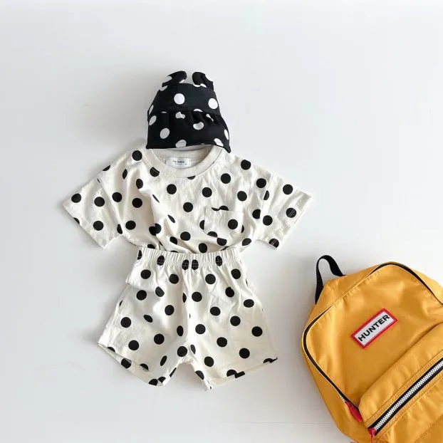 Wholesale Baby Girl Polka Dot Top and Shorts Set - 24030124