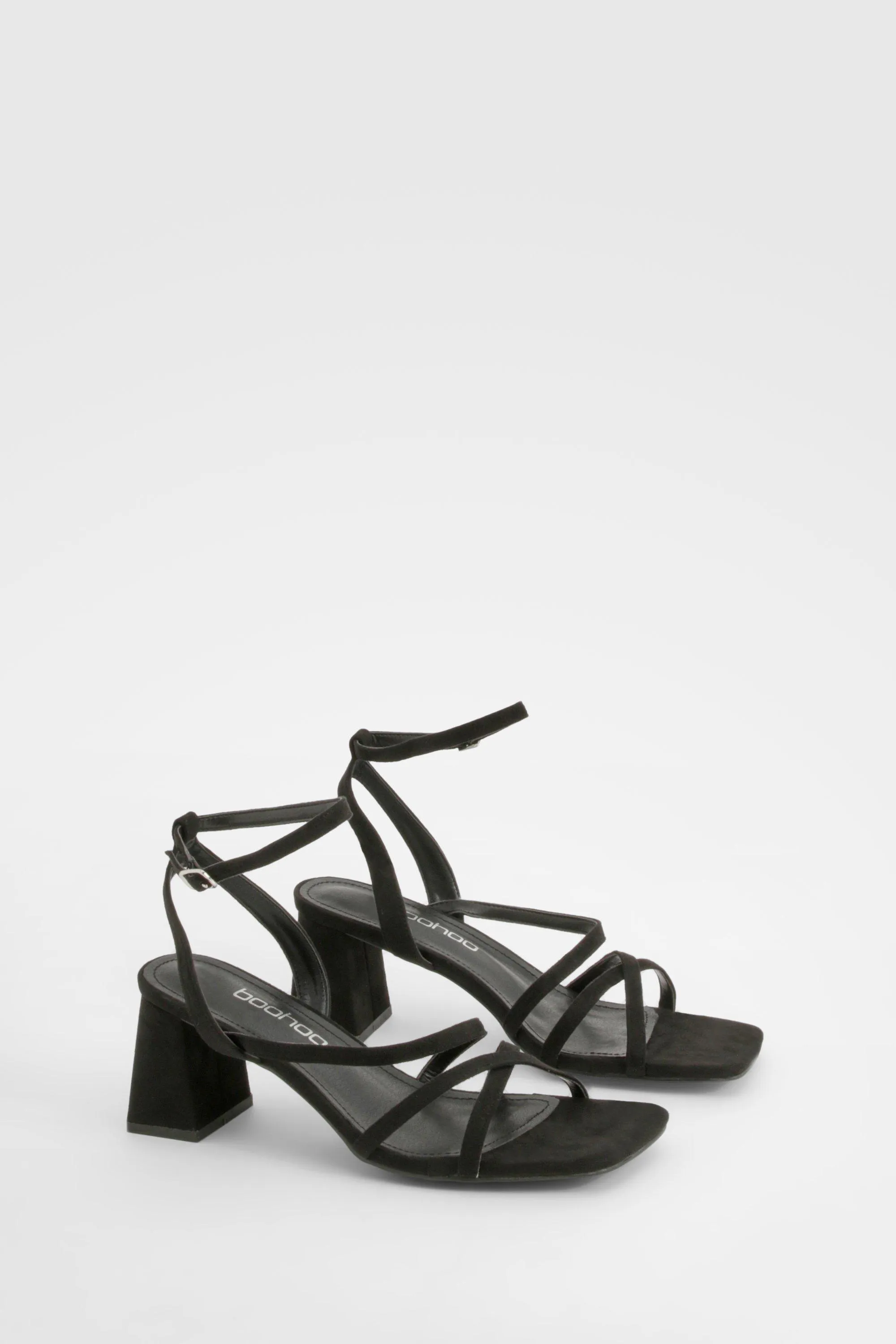 Wide Width Asymmetric Strappy Low Block Heels