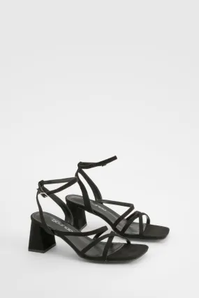 Wide Width Asymmetric Strappy Low Block Heels