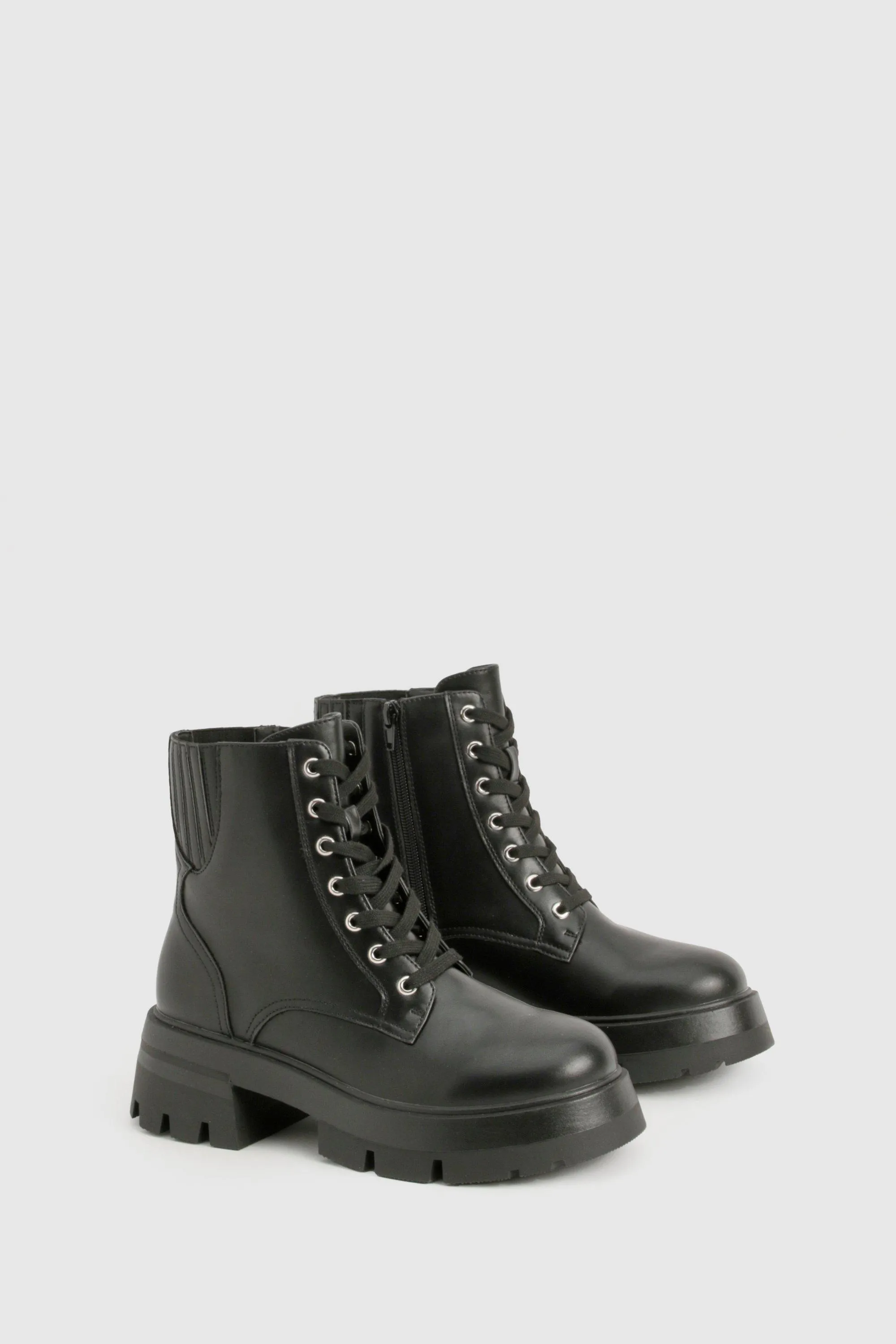 Wide Width Chunky Lace Up Combat Boots